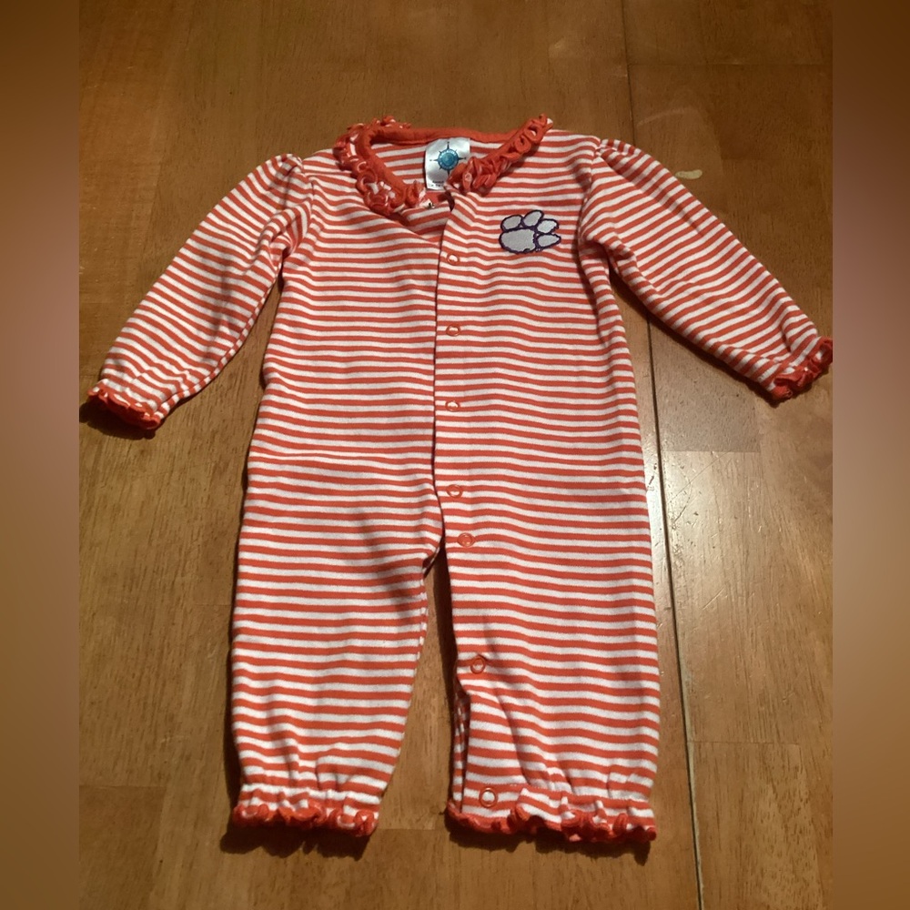 Clemson Orange and White Striped Newborn Outfit